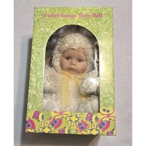 Vintage - Easter Parade 17" Easter White Bunny BABY DOLL Porcelain Face NEW